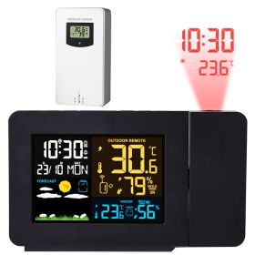 Atomic Projection Alarm Clock Radio Control Clock with WWVB Function Weather Station Dual Alarms Snooze Outdoor Wireless Temperature Humidity Sen