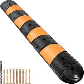 VEVOR Rubber Speed Bump, 1 Pack 2 Channel Speed Bump Hump, 72" Long Modular Speed Bump Rated 22000 LBS Loading