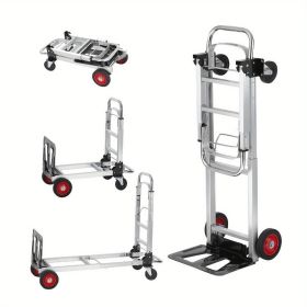 Folding Hand Truck, 2 in 1 Aluminum Design 400 lbs Capacity, Heavy Duty Industrial Collapsible Cart, Versatile Moving Dolly