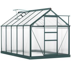 Outsunny 6' x 10' Greenhouse for Outdoors, Polycarbonate Greenhouse with Rain Gutter and Roof Vent