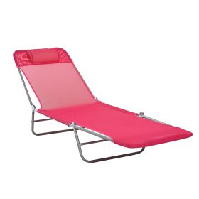 Outsunny Folding Chaise Lounge Chair, Pool Sun Tanning Chair, Outdoor Lounge Chair with Reclining Back, Breathable Mesh Seat, Headrest for Beach,