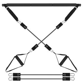 100LBS OR 180LBS Band Options - 1Pc Pilates Bar Kit Multifunctional Pilates Yoga Toning Bar Full Body Exercise Equipment Set For Beginners Interm (Option: 100LBS)
