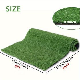 5ft x 10ft Premium Artificial Turf Mat with Drainage Holes. Thick Fake Grass with Rubber Backing, Ideal for Indoor/Outdoor Pet Areas, Garden, Law (5ft x 10ft -: Grass height 0.6 inches/1.5cm)