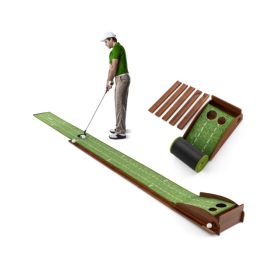 Golf Putting Mat Practice Training Aid With Auto Ball Return And 2 Hole Sizes (Option: 2Holes)