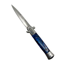 9 Automatic Out-The-Side Knife (Color: Blue Marble)